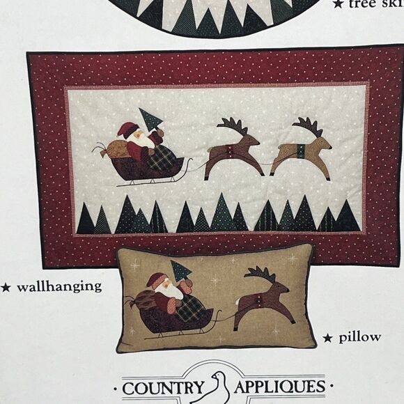 Country Appliques Santa’s Sleigh Ride Tree Skirt Quilt Pattern CA-63 - Picture 3 of 4